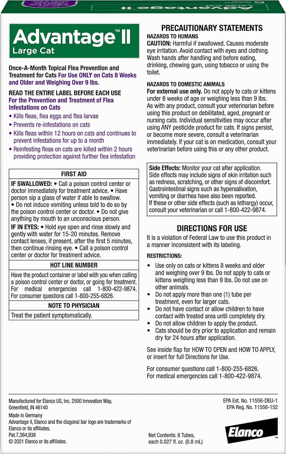 Advantage II Large Cat Flea Treatment - Cats Over 9 lbs - 6-Month Supply - Image 2