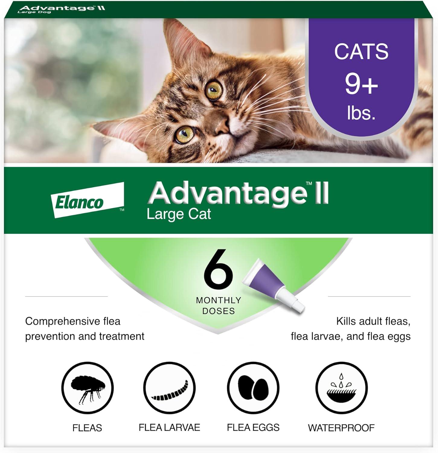 Advantage II Large Cat Flea Treatment - Cats Over 9 lbs - 6-Month Supply