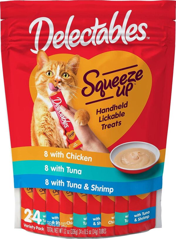 Hartz Delectables Squeeze Up Wet Cat Treats - Tuna & Shrimp, 24 Count, 12 oz