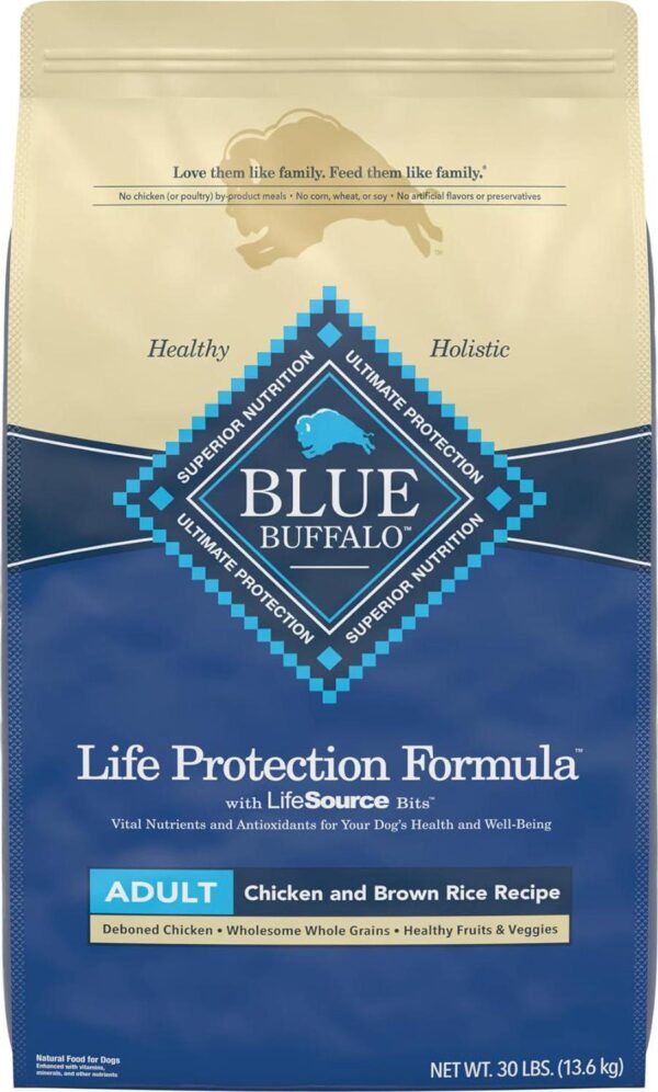 BLUE Life Protection Formula Natural Adult Dry Dog Food, Chicken and Brown Rice 30-lb