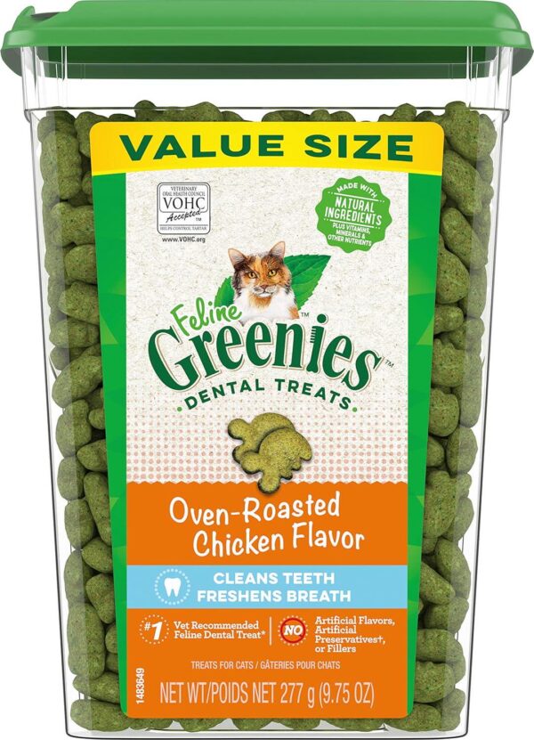 Greenies Feline Dental Cat Treats - Oven Roasted Chicken Flavor, 9.75 oz