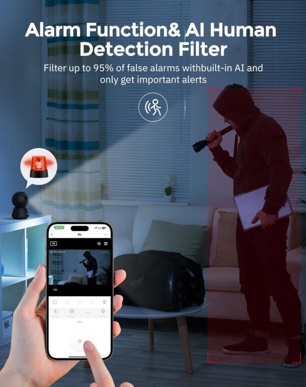 Hugolog 3K 5MP Indoor Security Camera - Night Vision - Two-Way Audio - Alexa Compatible - Image 9
