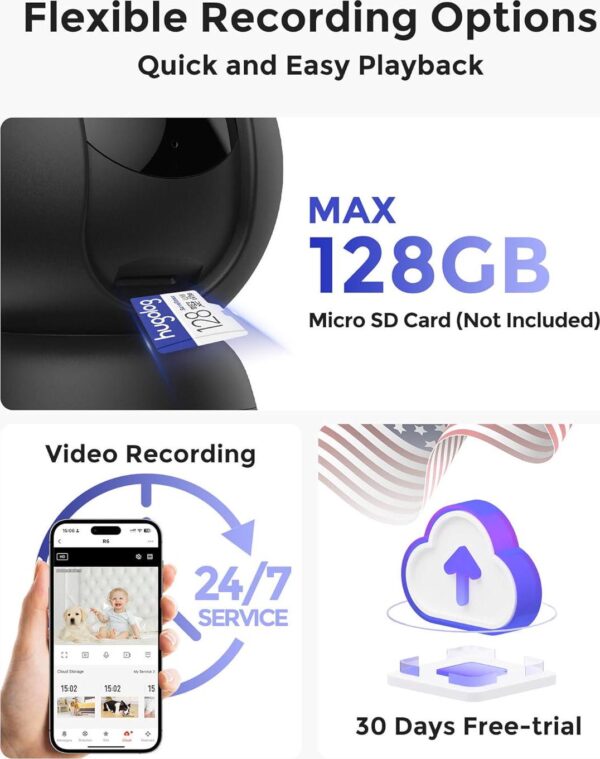 Hugolog 3K 5MP Indoor Security Camera - Night Vision - Two-Way Audio - Alexa Compatible - Image 4