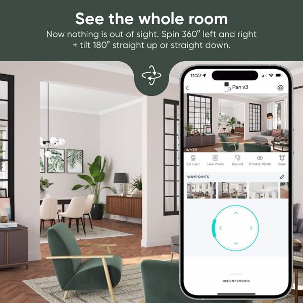 Wyze Cam Pan v3 Smart Home Security Camera - 360° Pan/Tilt/Zoom - Color Night Vision - 2-Way Audio - Motion Tracking - Image 2