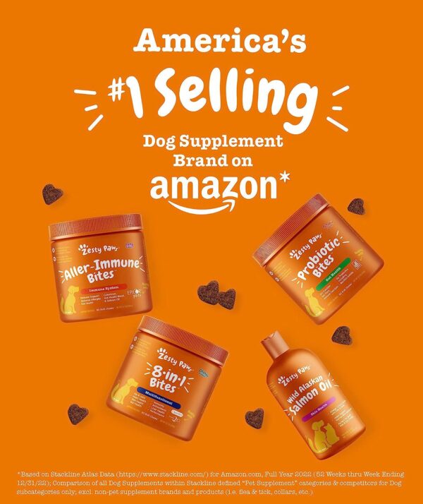 Zesty Paws Dog Allergy Relief Chews - Omega 3 Probiotics - Salmon Oil - Lamb Flavor - 50 Count - Image 2