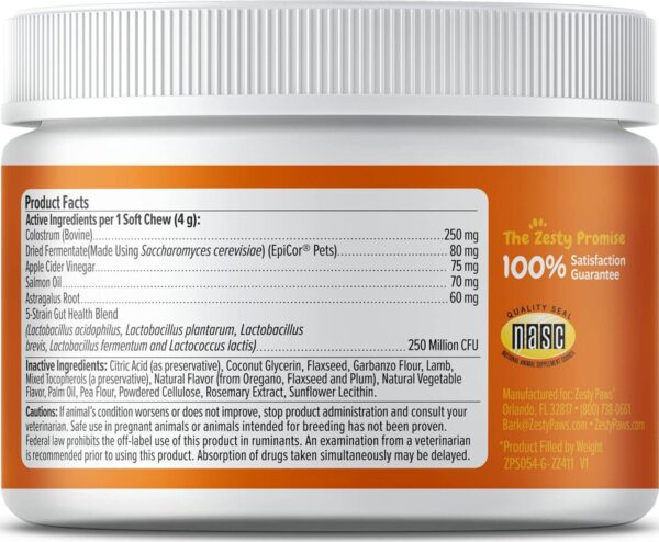 Zesty Paws Dog Allergy Relief Chews - Omega 3 Probiotics - Salmon Oil - Lamb Flavor - 50 Count - Image 5